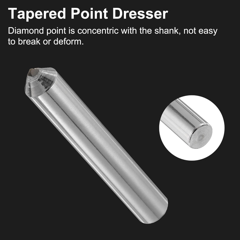 uxcell 2pcs Diamond Dressers, 8mm x 50mm (5/16" x 2") Single Tapered Point Grinding Wheel Round Pen Welded Diamond Dressing Tools, Silver Tone