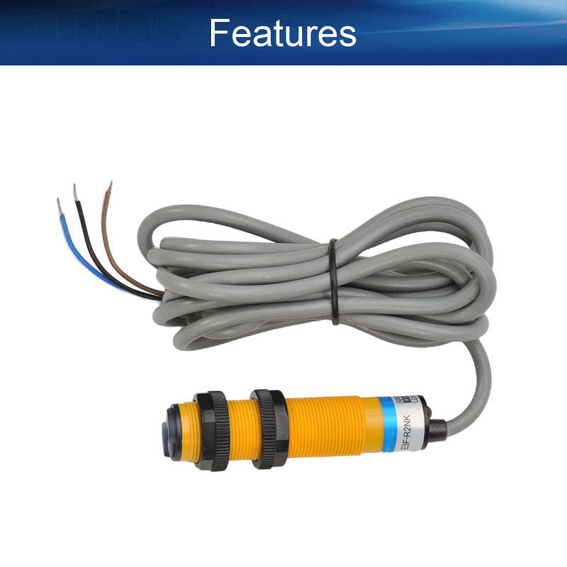 Heyiarbeit Photoelectric Sensors Specular Reflection Photoelectric Sensor Switch 200MA Detection Distance 2M 3 Wires E3F-R2NK 1pcs