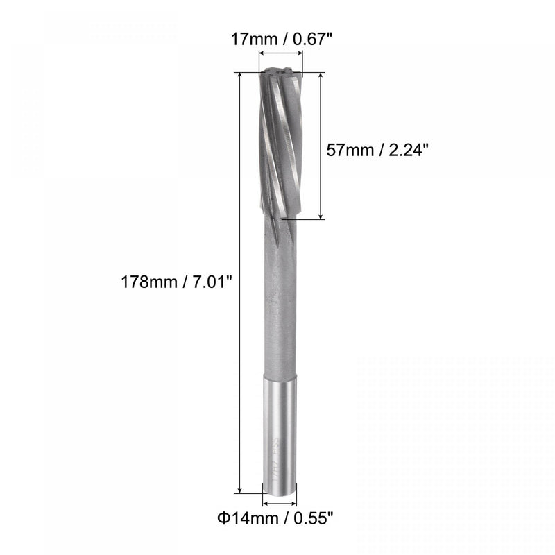 uxcell Chucking Reamers, 17mm H7 4241 High Speed Steel Spiral Flutes Lathe Machine Reamer Milling Cutter