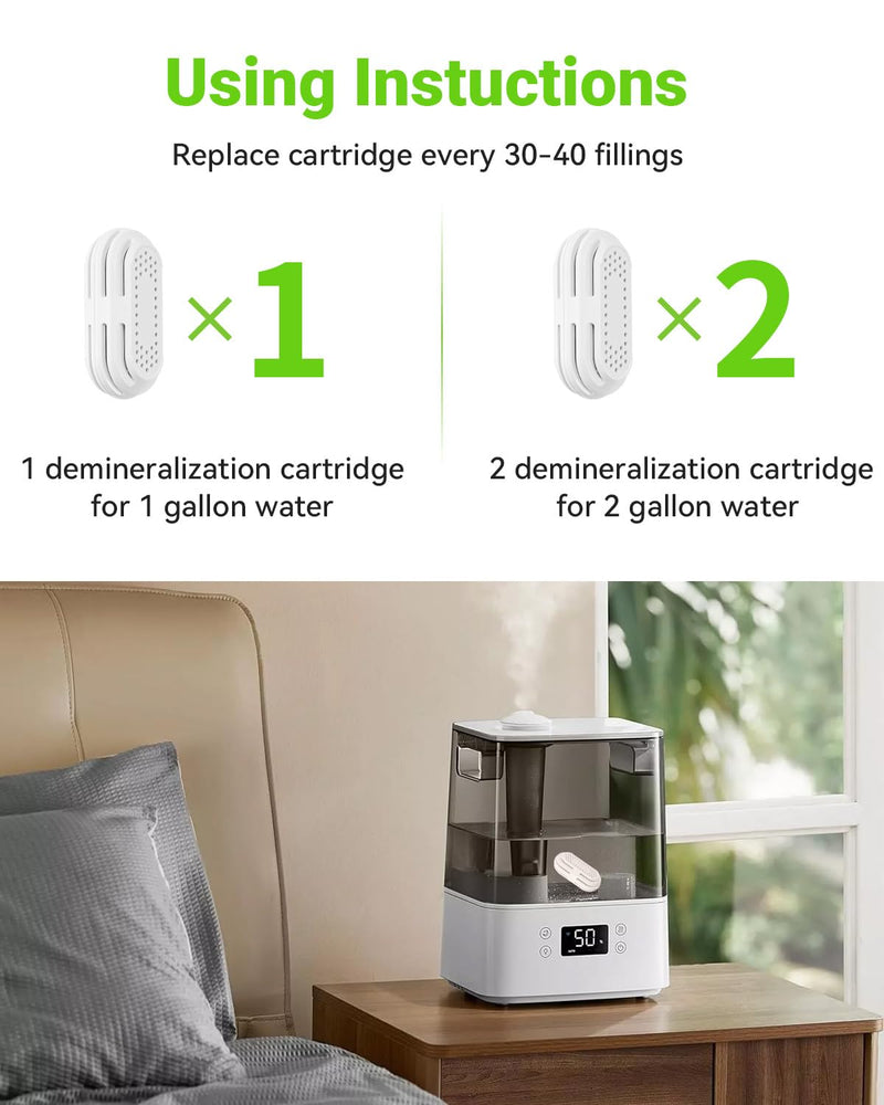 8 Pack Demineralization Cartridge Compatible with All LEVOIT Top Fill Humidifiers, Humidifier Water Cleaners, Efficiently Reduce Dust & Odor