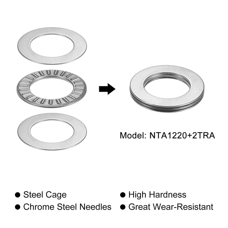 uxcell NTA1220 Thrust Needle Roller Bearings with Washers 3/4" Bore 1-1/4" OD 5/64" Thickness 4pcs 3/4" x 1-1/4" x 5/64" 4