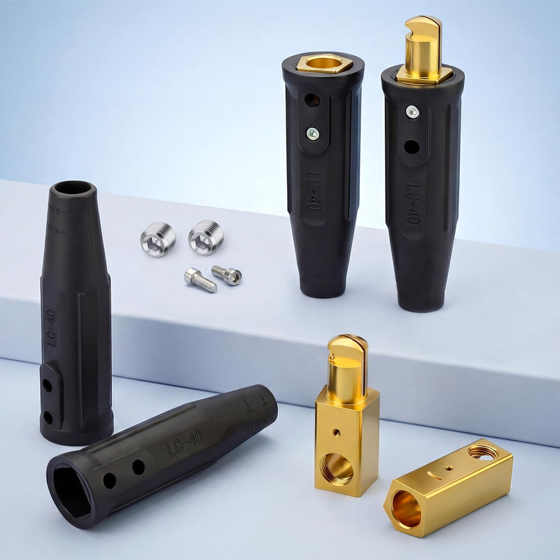MEANLIN 2Sets LC-40 Welding Leads Quick Connector,Welding Cable Connectors,1/0 and 2/0(50-70mm²) Cable Size Capacity,350 Amp Max Rating,Male & Female Welding Connectors for Welding Machine Accessories