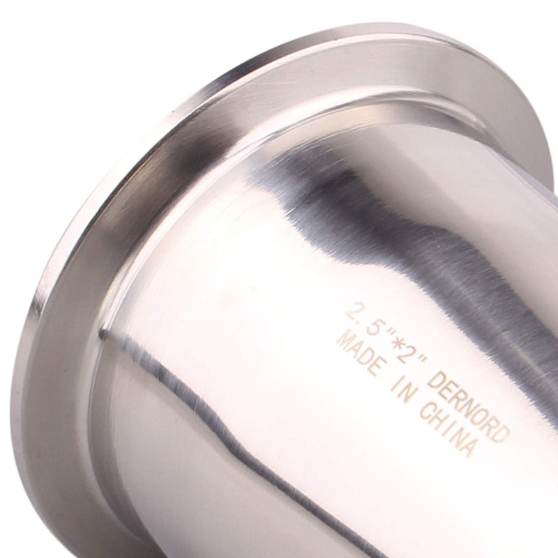 DERNORD Sanitary Fitting Reducer Fitting SUS304 Tri Clamp Ferrule Style 2.5" Tube OD to 2" Tube OD OD SIZE: ( 2-1/2 Inch * 2 Inch ) Pack of 1