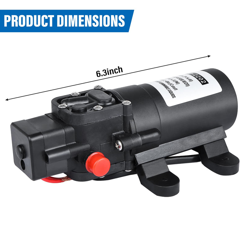 NovelBee 12V 1.1 GPM Water Pressure Diaphragm Pump,35 PSI Self Priming Pump Water Pump for Caravan Boat Marine Agricultural