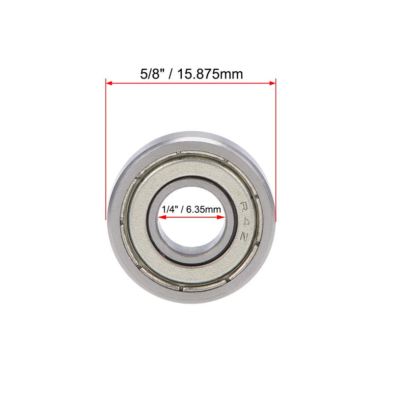 uxcell R4ZZ Ball Bearing 1/4-inchx5/8-inchx0.196-inch Double Shielded ABEC-1 Bearings 10pcs 1/4"x5/8"x0.196"