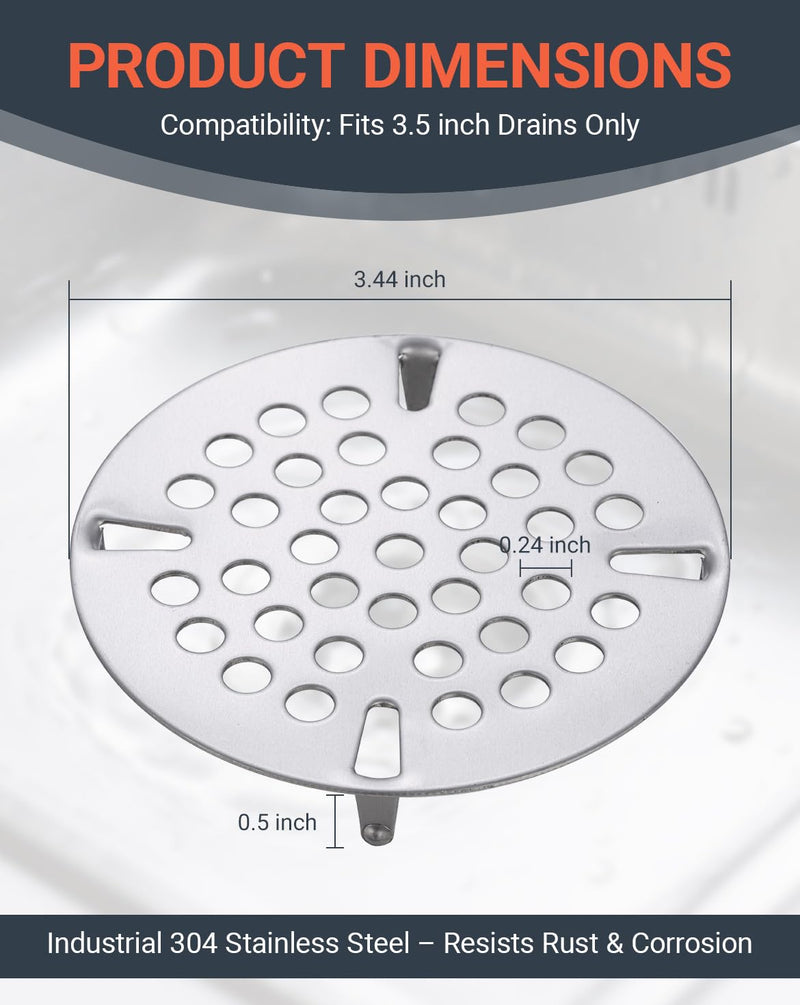 3-1/2 Inch Commercial Sink Strainer - 304 Stainless Steel 41-Hole Clog-Free Drain Cover, Precision Fit for 3.5" Drains & 3 Compartment Sinks, Heavy-Duty for High-Volume Kitchens (3-Pack) 3 Pack