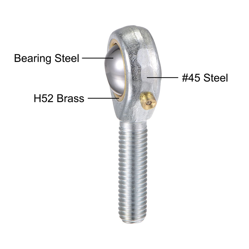 uxcell 2pcs POS8 Spherical Rod End Bearing 8mm Bore Self-Lubricated Joint Bearing M8x1.25 Right Hand Male Thread Connector