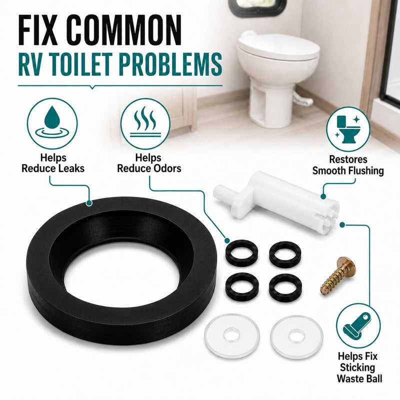 42048 Waste Ball Drive Arm Kit Compatible with Thetford Aqua Magic Style Lite, Style II & Style Plus RV Toilets, RV Toilet Repair Kit with Closet Flange Seal & Screw 42048 Waste Ball Drive Arm Kit 1