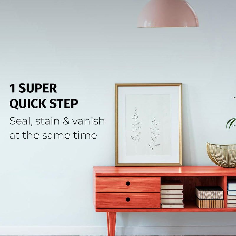 SamaN Interior One Step Wood Seal, Stain and Varnish –Oil Based Odorless Dye - Protection for Furniture and Fine Wood (Antique SAM-301, 32 oz) 1 Quart Antique