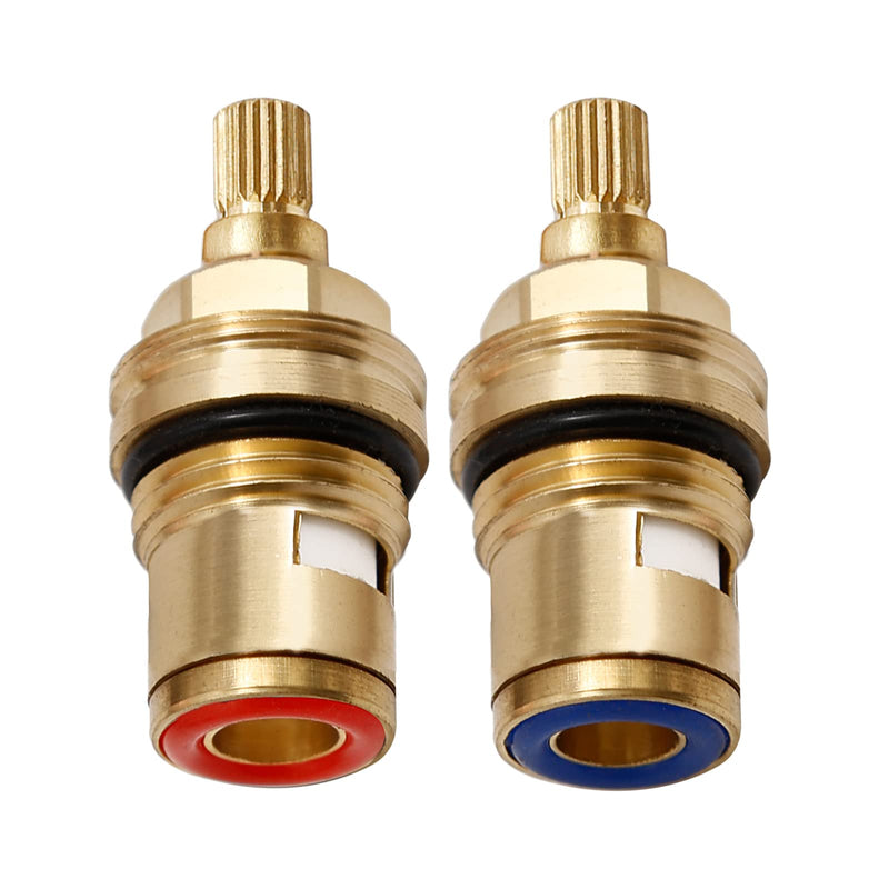 Ceramic Stem G1/2" BSP Thread 20-Tooth Spline Ceramic Disc Cartridge Hot and Cold Stem for Standard Faucets Bathroom Kitchen, Lead Free
