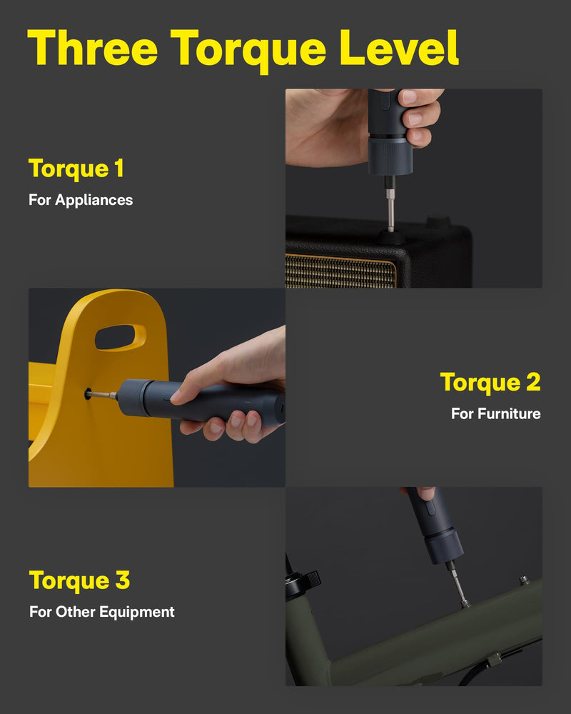 HOTO Electric Screwdriver Kit,25-Piece Upgraded Bit Set,3.6V Cordless Screwdriver Rechargeable,Magnetic Case Lid,3 Torque Settings,1500mAh Battery,LED Light for Furniture/Electrical Repairs