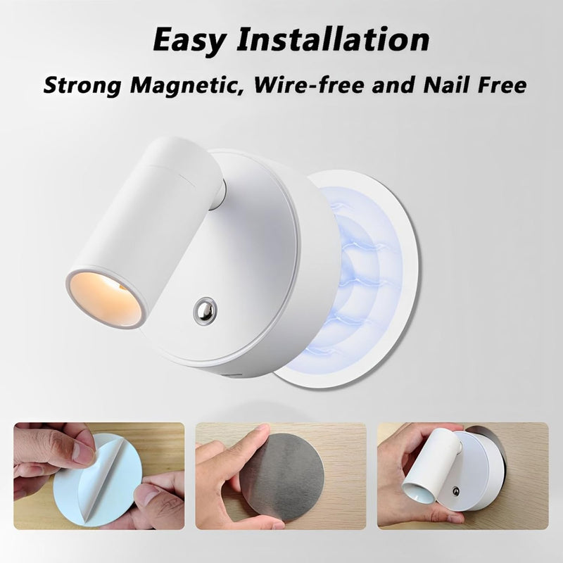 LEASTYLE Wireless Spot Lights Battery Operated Picture Lights Mini Accent Lights Indoor Dimmable LED Spotlight with Remote Stick on Anywhere Rotatable Wall Light(2 Pack)