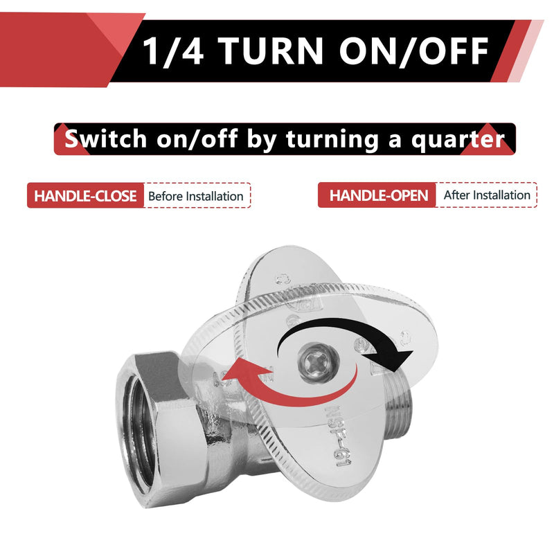 10Pcs EFIELD 1/2"FIP x 3/8"OD Compression Straight Stop Valve(VALVE059-10) Pack of 10