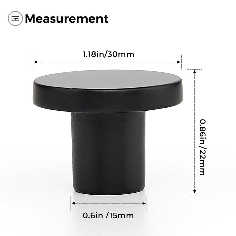 Ravinte 10 Pack Matte Black Cabinet and Drawer Knobs - 1-1/5 Inch Round Pulls for Kitchen, Dressers and Closets - NewNest Australia