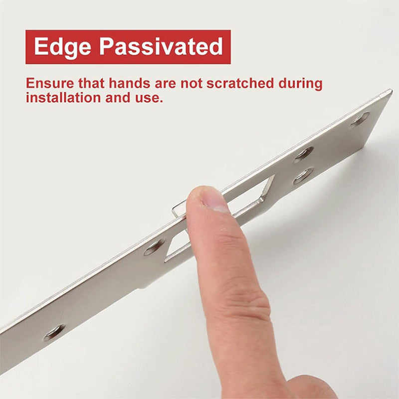 Door Strike Plate Reinforcement Plate - Double Holes,for Use with 5-1/2 in. and 6 in.Front Door Security Devices Metal Striker Plates Door Latch Plate,Steel, Satin Nickel, Silver(2 Pcs) 2