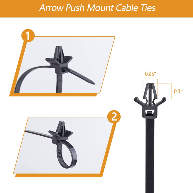 Xislet 160Pcs Universal Push Mount Cable Zip Tie Compatible with Cars Boat Trailer Polaris UTV Side By Side Jeep Wrangler Nylon Self Locking Cable Strap for Engine Bay Wire Harness Restraint Ties