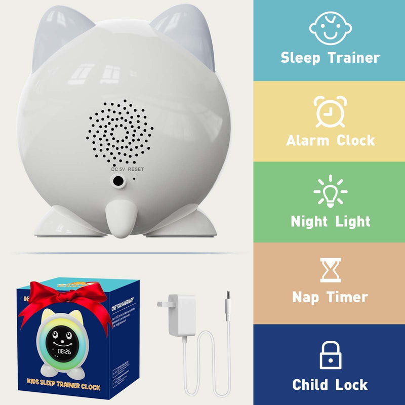 I·CODE OK to Wake Kids Alarm Clock,Toddler Sleep Training Clock with Night Light & Nap Timer for 2-10 Years Old Boys Girls White