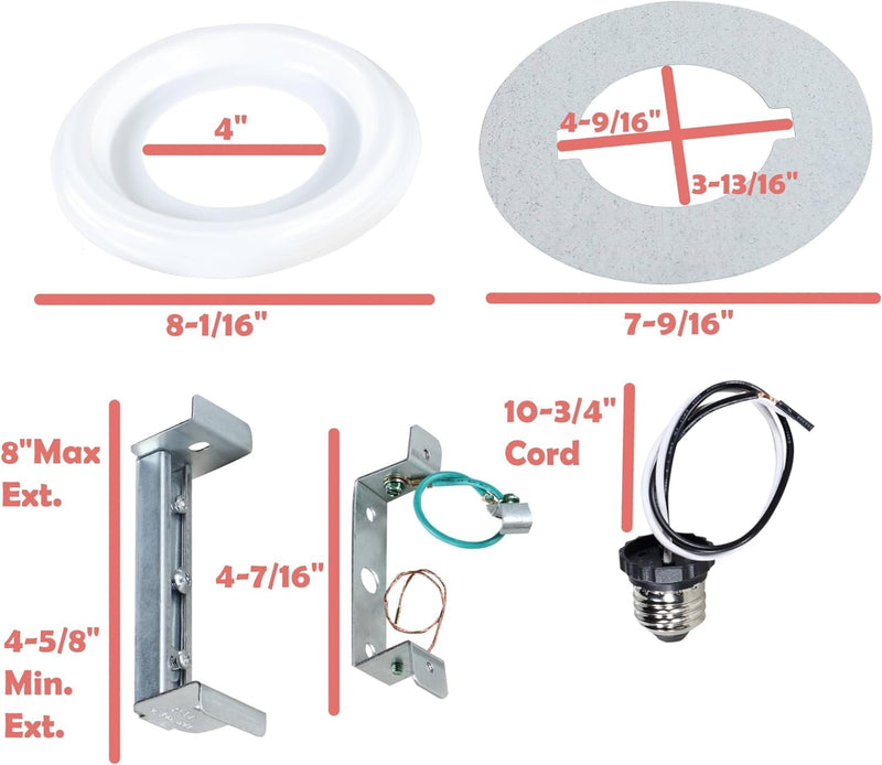 Aspen Creative 21067-11, Recessed Lighting Converter Kit, 8" Diameter, White Plastic Medallion 1 SET