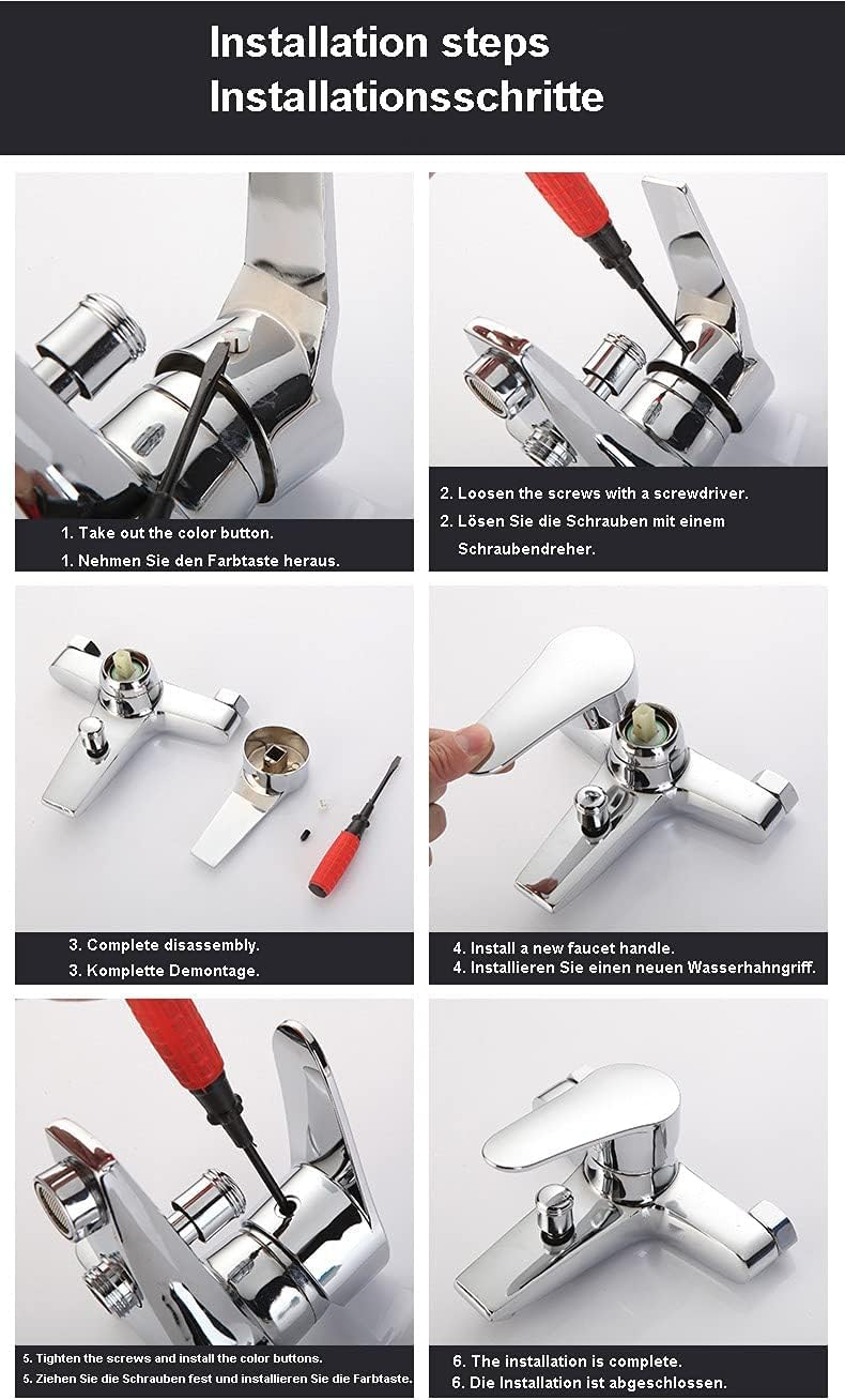 Single Faucet Handle Compatible with 40mm Tap Cartridge (Cartridge Stem 10 * 10mm) Faucet Replacement Handles Lever for Kitchen Basin Bathroom, Polished Chrome Finish Silver Handle1