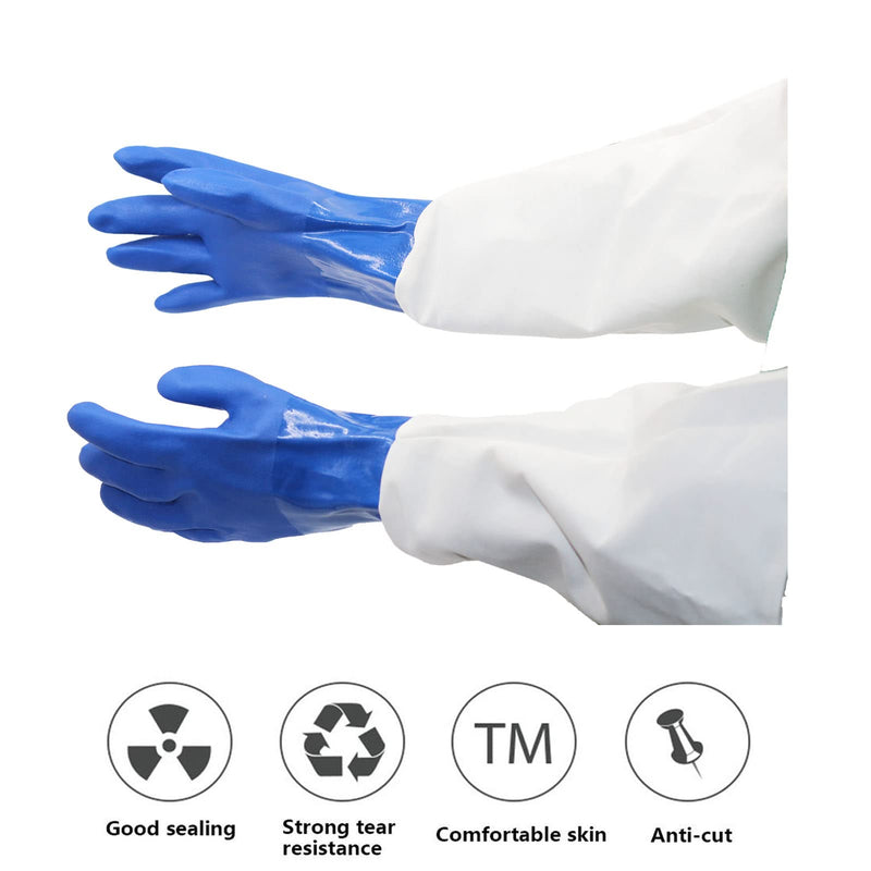 23.6" Canvas Rubber Sandblasting Sand blaster Protection Gloves for Sandblast Cabinets XL,1 pair