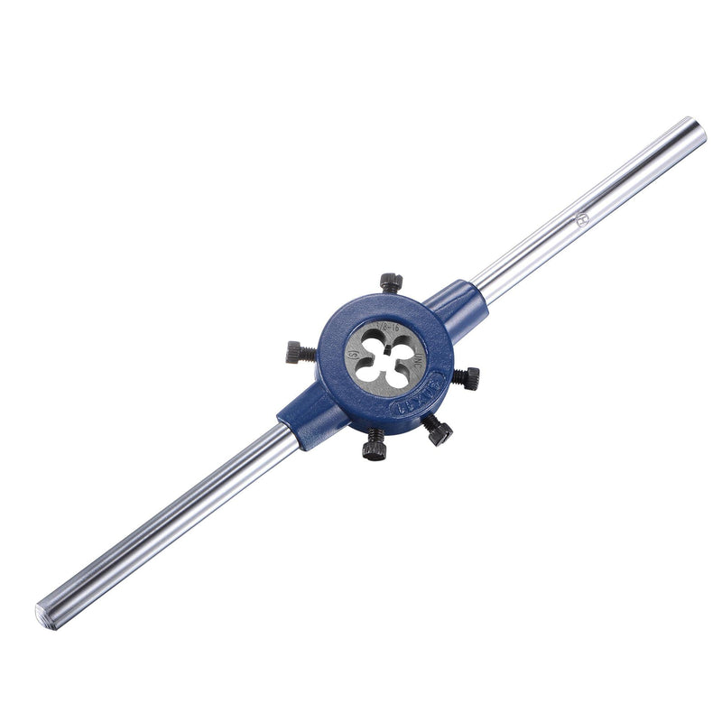 uxcell Round Die Stock Handle Wrench Set, 3/8-16 UNC Threading Die and 30mm Die Holder (Fits: 20mm-30mm OD Die / M9-M11 Thread Die) Adjustable for Bolt Thread Repair