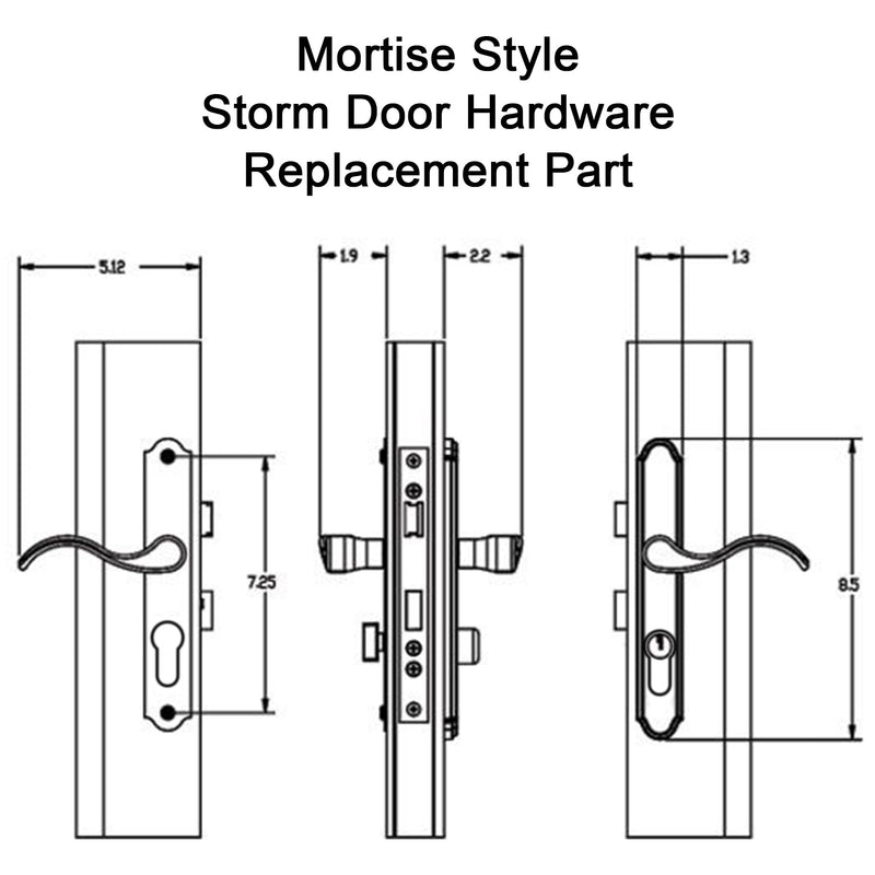 ReigaHood Offset Euro Mortise Storm Door Handle Complete Set Fits for Pella Screen Door Hardware, 2-1/2" Handle PZ, 7/8" Backset, 7-1/4" Trimplate H.C., Non-Handed, Matte Black