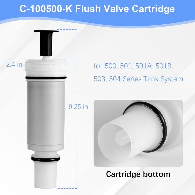 C-100500-K Flush Valve Cartridge Assembly, for 500, 501, 501A, 501B, 503, 504 Series Tank System, Compatible with M-101526-F3, M-101526-F4 Pressure Assist Tank