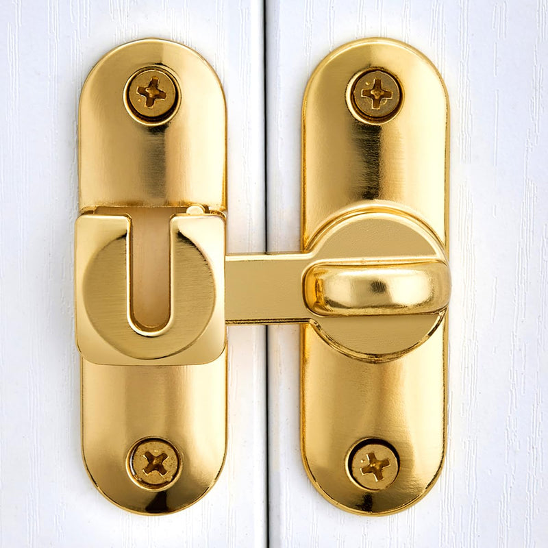 2 Packs Gold Barn Door Latches - Adjustable 90/180 Degree Flip Latch System - Zinc Alloy for Secure and Stylish Privacy Solutions on Barn Doors,Windows,Garden Access,Cabinets,and Sliding Doors Gold_V3 2
