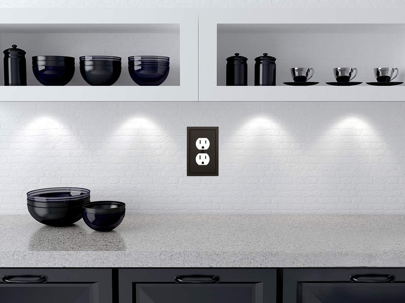 Modern Edge Decorative Wall Plate Switch Plate Outlet Cover, Durable Solid Zinc Alloy (Single Duplex 2PK, Matte Black) Single Duplex 2PK