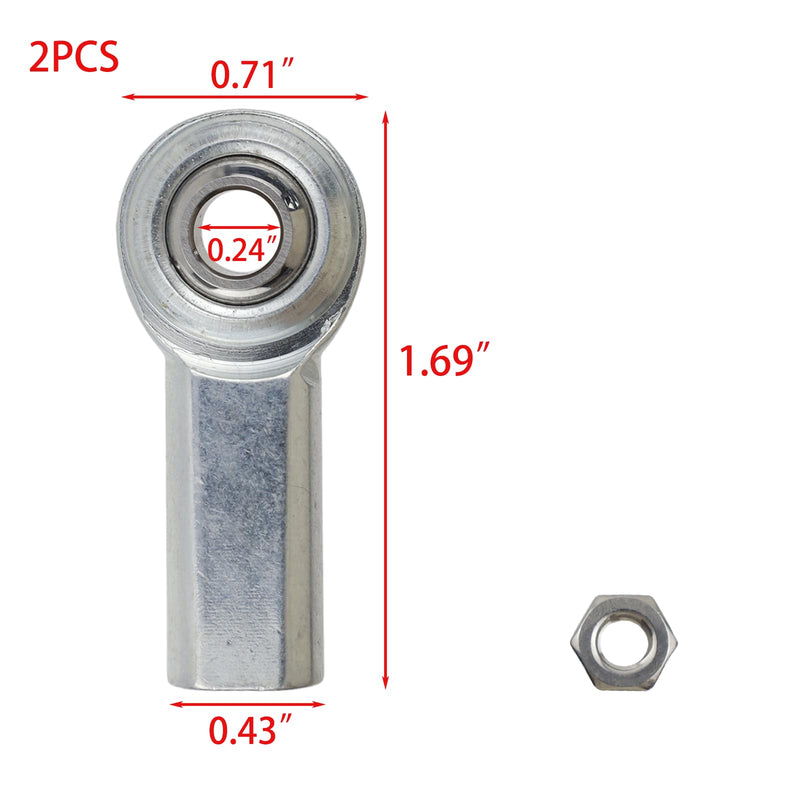 Woogim CF4 2PCS Female Rod End Bearings 0.24" Bore 1/4-20 UNF Right Hand Thread Rod End Joint with Jam Nuts