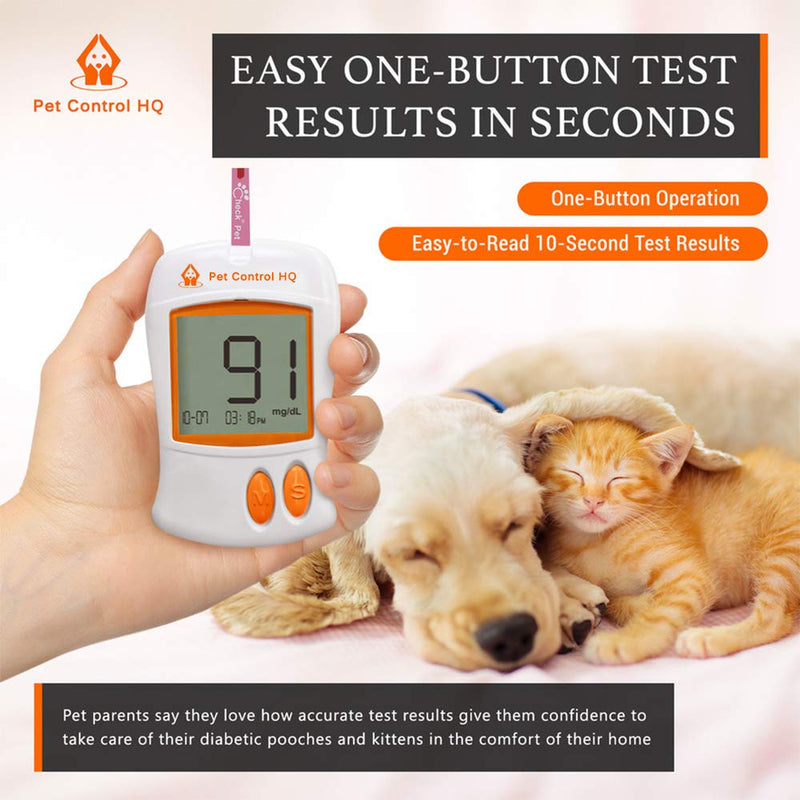 Blood Sugar Glucose Monitor System for Dogs and Cats - Pet Glucose Monitoring Kit - Accurate Diabetes Testing 2 Calibrated Code-Chips for Dog/Cat, Lancets, Logbook - Monitor + 50 Test Strips - PawsPlanet Australia