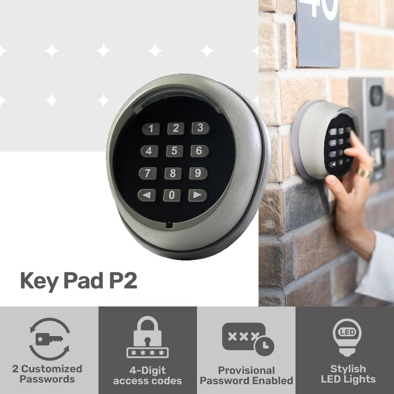 TMT KeyPad P2 Wireless Keypad, Keyless Entry Keypad with Digital Code Panel, Security Control for Automatic Swing Gate Opener, Remote Operator Accessory for Outdoor Use