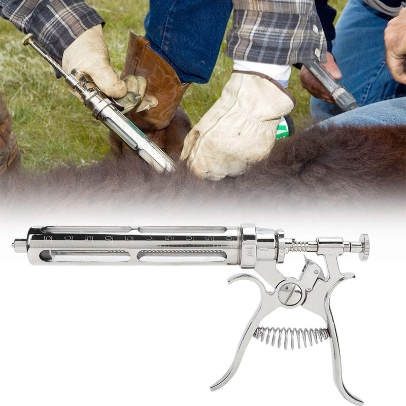 Stainless Steel Veterinary Injection Injector Syringe with Adjusteable Five Gears Measuring Clip Device Veterinary Vaccine Syringe for Livestock Horse Cow Pig Sheep Pet - PawsPlanet Australia