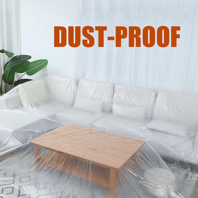 10 Pieces Plastic Drop Sheets for Painting, Waterproof and Dust-Proof Clear Cloth for Furniture Cover, 9x12 Feet Tarps 10 Pieces