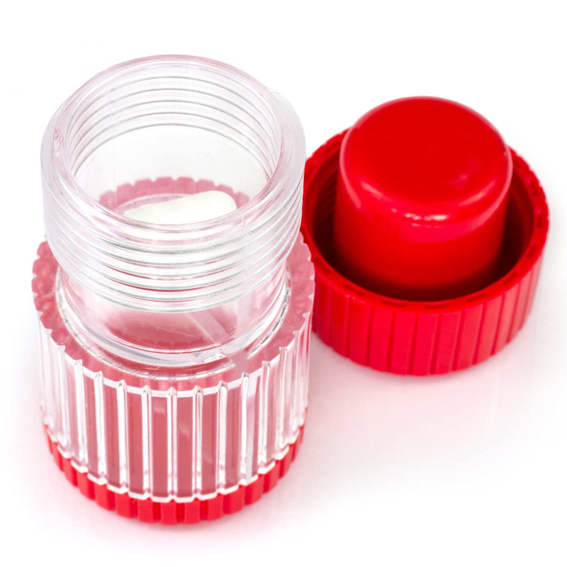 HealthSmart Pill Crusher and Grinder, Crushes Vitamins and Tablets, Holds Up to 2 Pills, With Ergonomic Grips, Red 1 Count (Pack of 1)