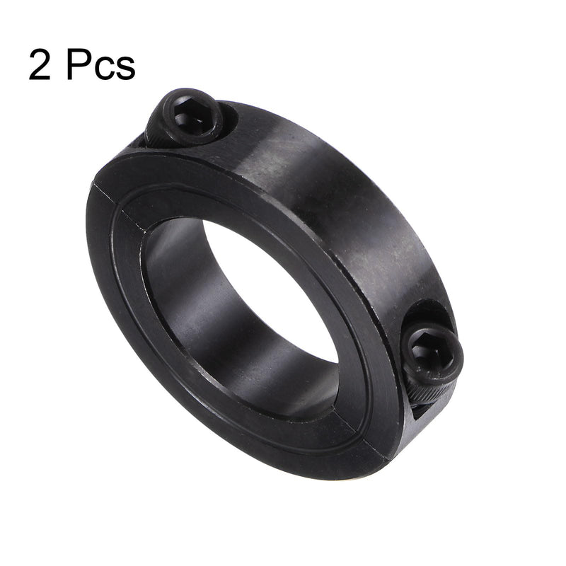 HARFINGTON 2pcs Shaft Collars for 1-1/4" ROD, 2-1/16" OD, 1/2" Width, Black Oxide Plating, Double Split Axle Clamp-On Collar Clamping Collar with Set Screw 1-1/4" Bore