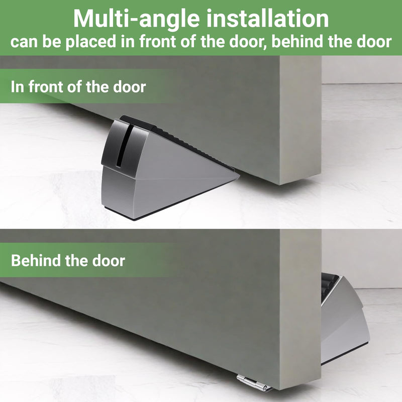 Large Door Stopper - Metal Door Wedge, Tall Door Stopper, Spring Rubber for Extra Strong Grip (Silver, 1 Pack) Silver