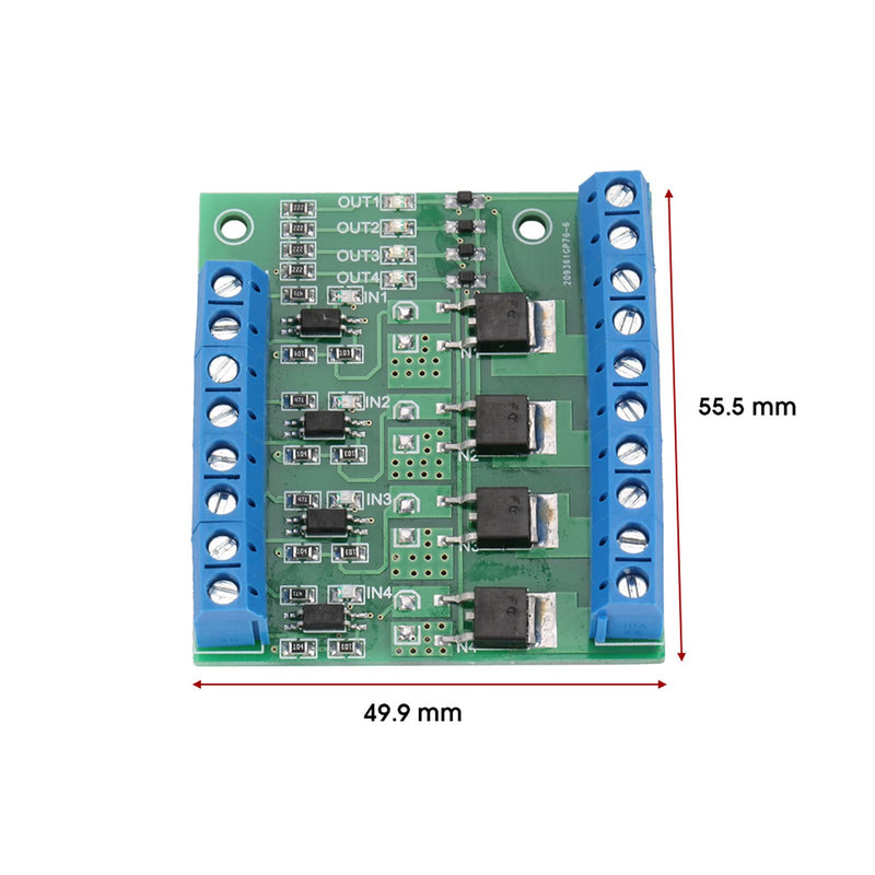 PWM MOS FET Module, PWM 4-Channel MOS FET Module PLC Amplifier Circuit Board Driver Module, Motor Driver Board 3-20V to 3.7-27VDC 10A