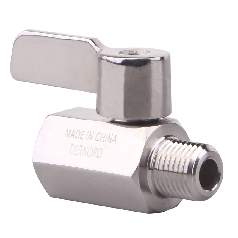 DERNORD 1/4 inch Stainless Mini Ball Valve NPT Female x Male Thread SUS316 Pack of 1