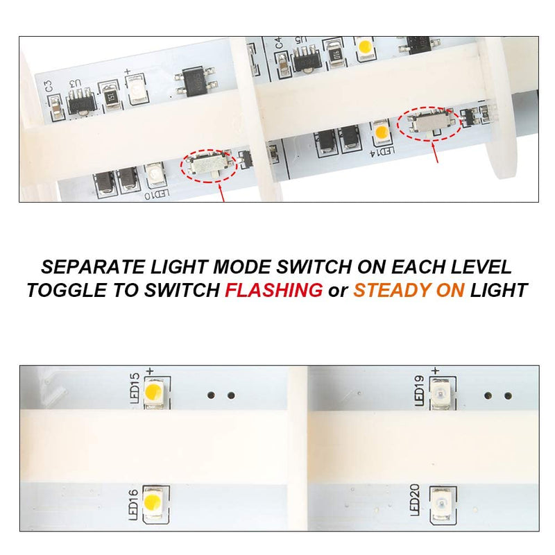LUBAN Led Signal Tower Stack Lights, Industrial Signal Warning Lights, Column Tower Lamp Andon Lights with Rotatable Base, Steady/Flashing Light Switchable,12V 24V DC(3-Layer, with Buzzer) RED/YELLOW/GREEN DC 12-24V 3 Layer/with Buzzer
