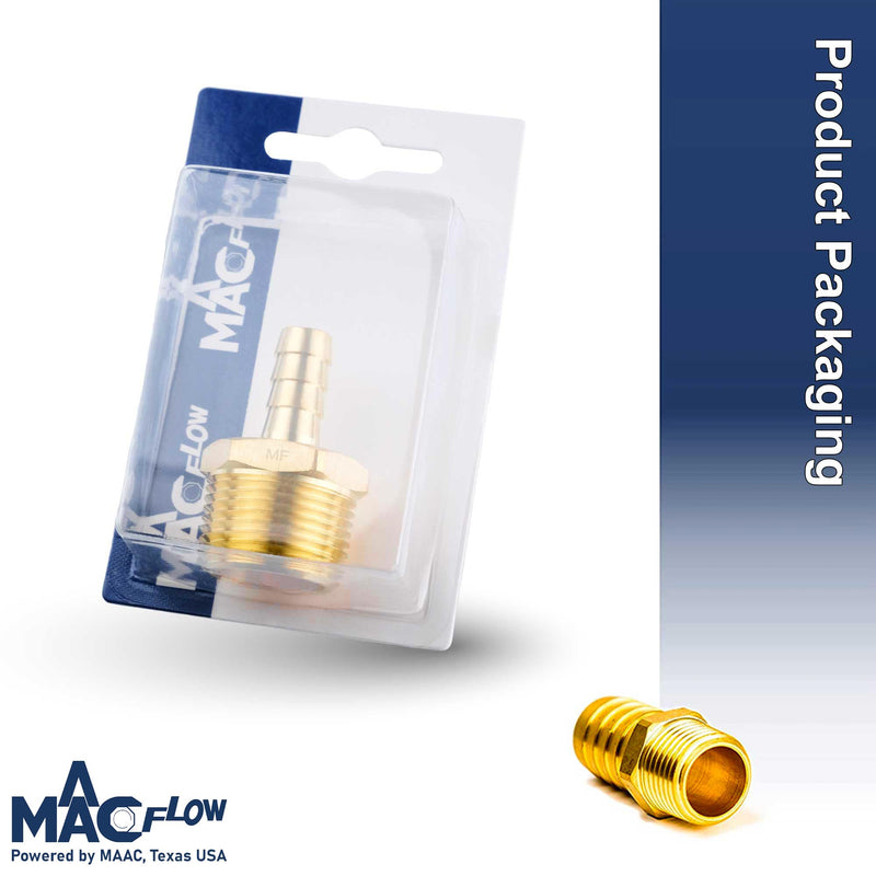 MAACFLOW Brass 3/4" Male NPT to 3/8" Hose ID Barb Barbed Hose Fitting Adaptor Connector (Pack of 1) 3/8" Barb x 3/4" Male NPT Pack of 1