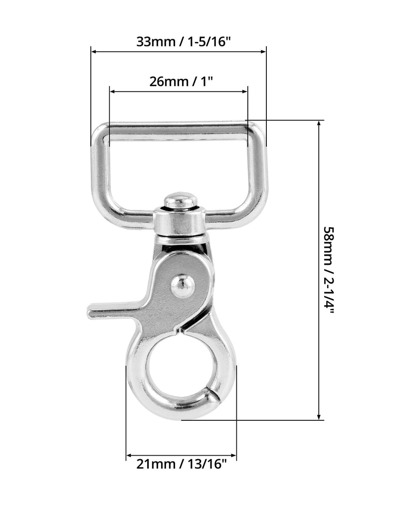 QWORK Swivel Snap Hooks, 10 Pack Heavy Duty Trigger Snaps, Nickel Plated Eye Closure Spring Hook