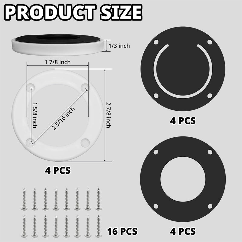 Boat Scuppers, Boat Self-Bailing Cockpit Mounted Scupper Valve Kit, Includes 2-7/8 inch Rubber Flapper Valve, Gasket, Retainer Ring and Screws, Suitable for Yachts, Fishing Boats, RVs 4 Packs