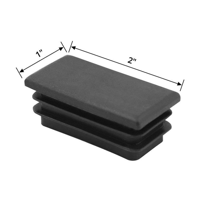 QWORK 10 PCS 1" X 2" Rectangle Black Plastic Plug End Cap for Pipe Tubing, Chair Leg 2.5 X 5cm