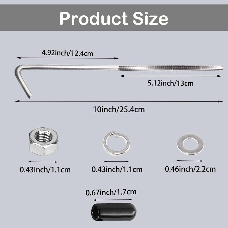 Tnisesm 10-inch 304 Stainless Steel J Hook Battery Hold down bolts 10inch
