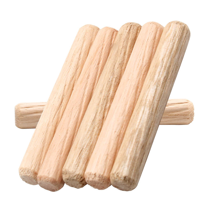 120pcs Hardwood Wood Dowel Pins, 1/4" x 2" Fluted Wood Dowels Rods Crafts Dowel Pegs for Woodworking Furniture Door Arts and Crafts DIY Projects, Straight Grooved 1/4" x 2"