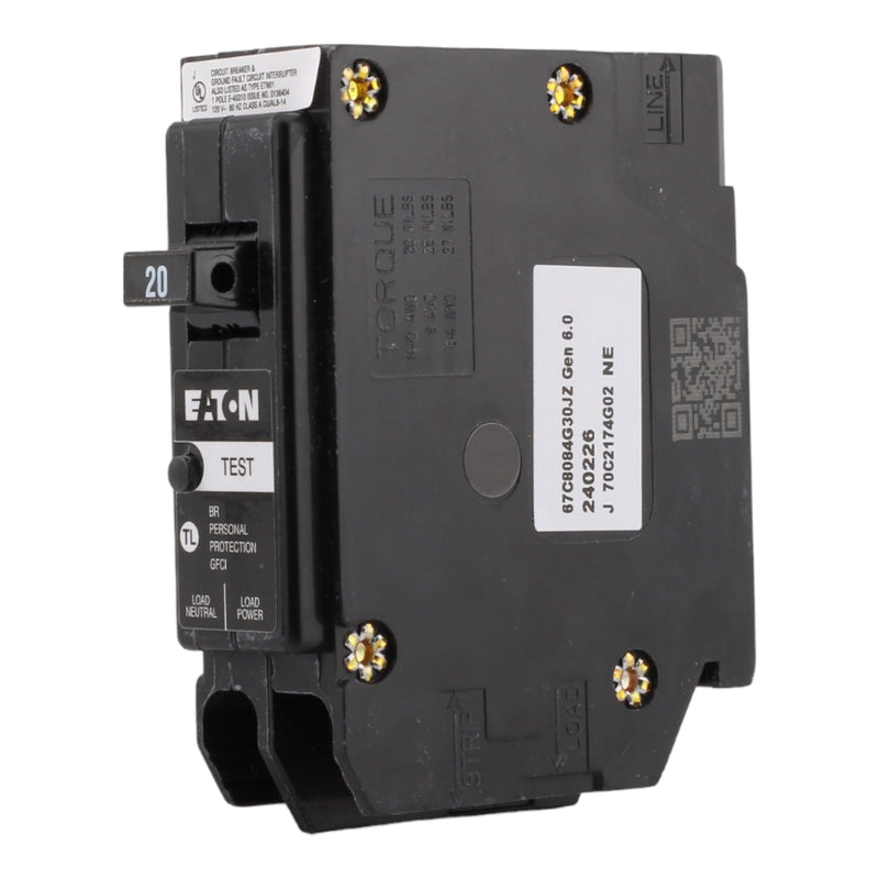 CUTLER-HAMMER BRP120GF 20 Amp Single Pole Ground Fault Circuit Breaker - 120 Volt, Plug-On Neutral, UL Listed (1)