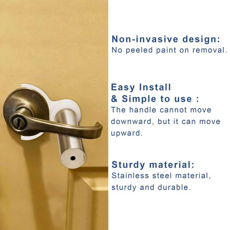 Pet Proof Door Lever Lock, Door Handle Lock Child Safety, No Adhesive Baby Proofing Door Handle Lever for Toddlers Cats Dogs (White) White