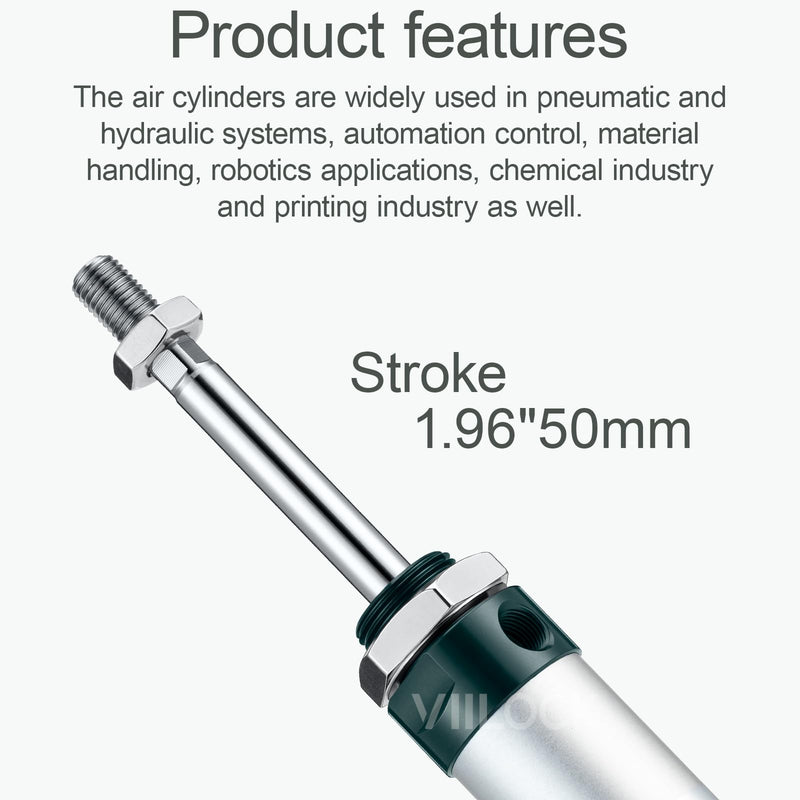Pneumatic Air Cylinder 25mm Bore 50mm Stroke, Mini Air Cylinder Single Rod Double Action MAL 25 X 50 25mm x 50mm