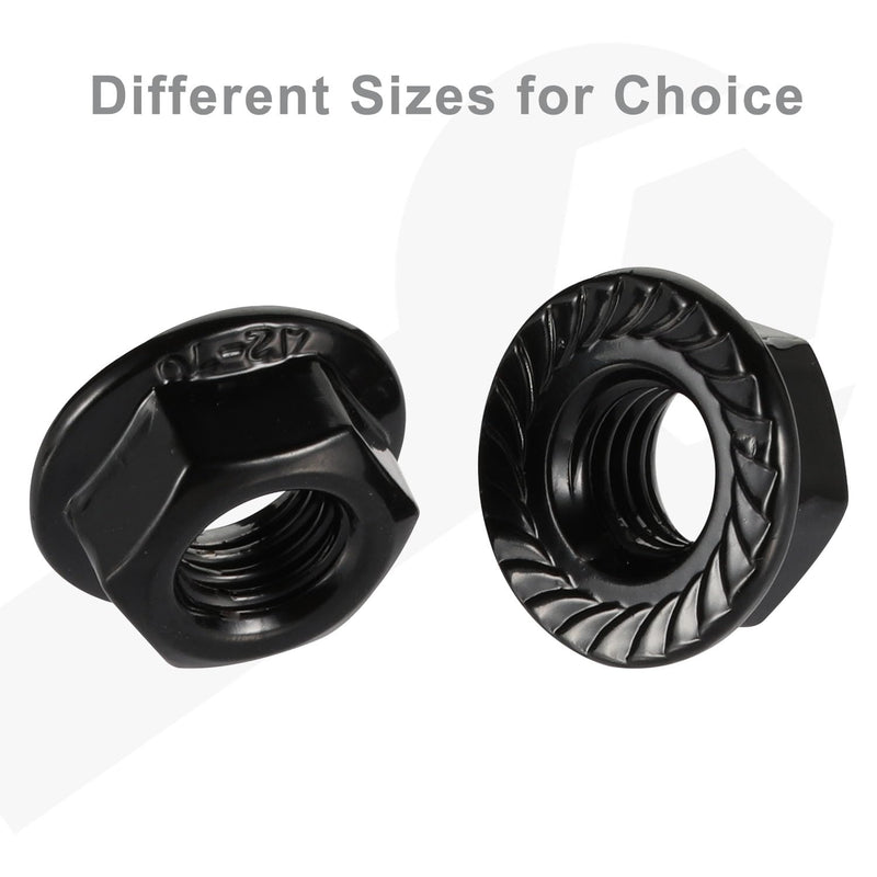 M5-0.8 Serrated Flange Hex Nuts Flanged Locknuts, 304 Stainless Steel 18-8, Black Finish, 50 PCS M5-0.8